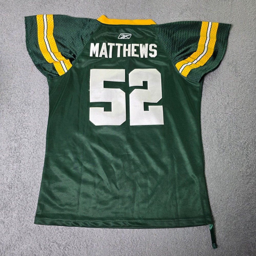 Reebok Womens L Green Bay Packers Jersey Green Clay Matthews 52 Rhinestone Neck